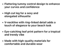 Load image into Gallery viewer, One Piece, V Neckline Ring-Linked Tummy Control High Cut Hip Bathing Suit