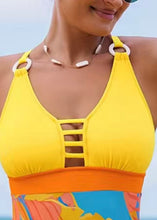 Load image into Gallery viewer, One Piece, V Neckline Ring-Linked Tummy Control High Cut Hip Bathing Suit