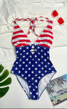 Load image into Gallery viewer, One Piece Flag Stars and Stripes Swimsuit