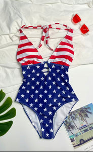 One Piece Flag Stars and Stripes Swimsuit