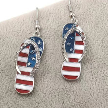 Load image into Gallery viewer, Dangle Crystal American Flag Earrings 🇺🇸