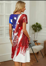 Load image into Gallery viewer, American Flag Casual Dress or Swimsuit Cover Up Beach Dress