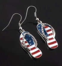 Load image into Gallery viewer, Dangle Crystal American Flag Earrings 🇺🇸