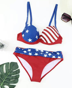 Two Piece Flag Color Patriotic Bikini Bathing Suit Size xxl 14