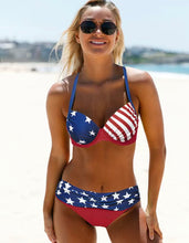 Load image into Gallery viewer, Two Piece Flag Color Patriotic Bikini Bathing Suit Size xxl 14