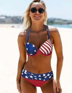 Two Piece Flag Color Patriotic Bikini Bathing Suit Size xxl 14