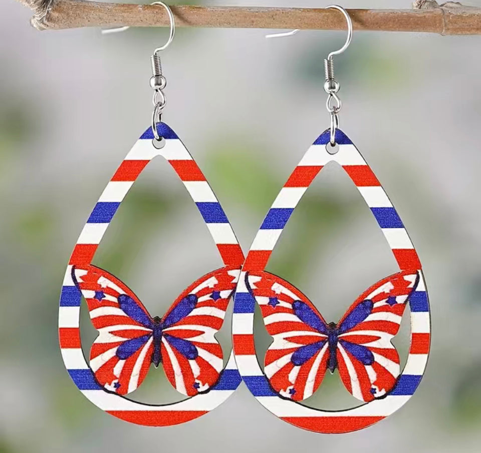 Flag Patriotic Dangle Earrings