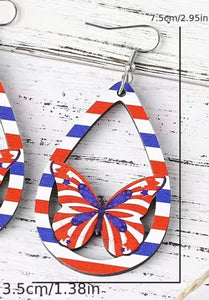 Flag Patriotic Dangle Earrings