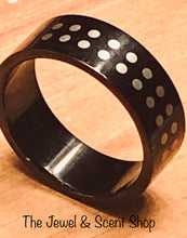 Load image into Gallery viewer, Stainless Steel Black High Gloss Silver Dot Ring