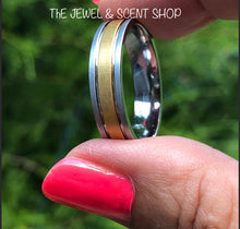 Load image into Gallery viewer, RING STAINLESS STEEL TITANIUM 18k Gold Inlay Ring Band Size11.5💋